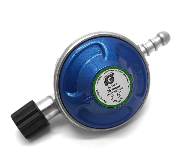 Regulador de gas para bombonas azules.