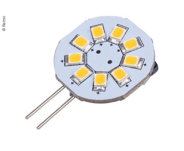 LED G4 iluminante, 1.5W, 120 lumen, 9 blanco cálido regulable SMD