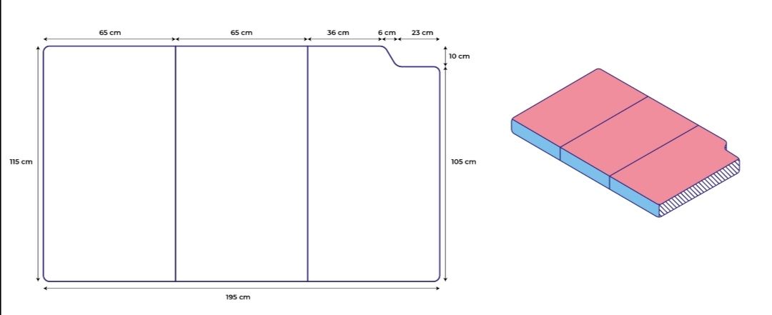 Colchón plegable T5-T6 Ocean,California. - Imagen 3