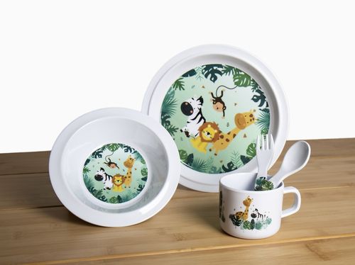 Vajilla infantil de melamina SAFARI 5 piezas. - Imagen 2